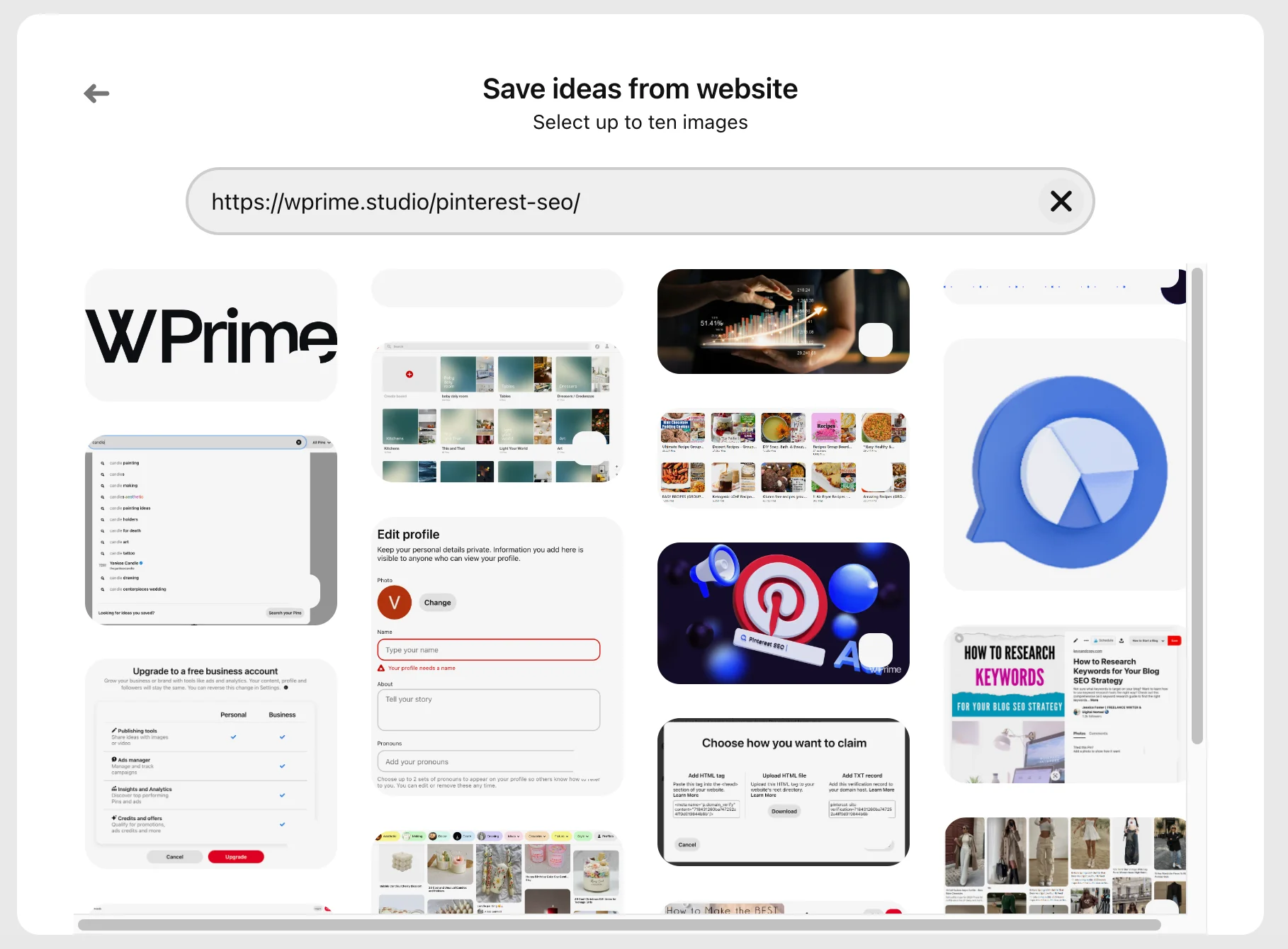 List of pictures you can save