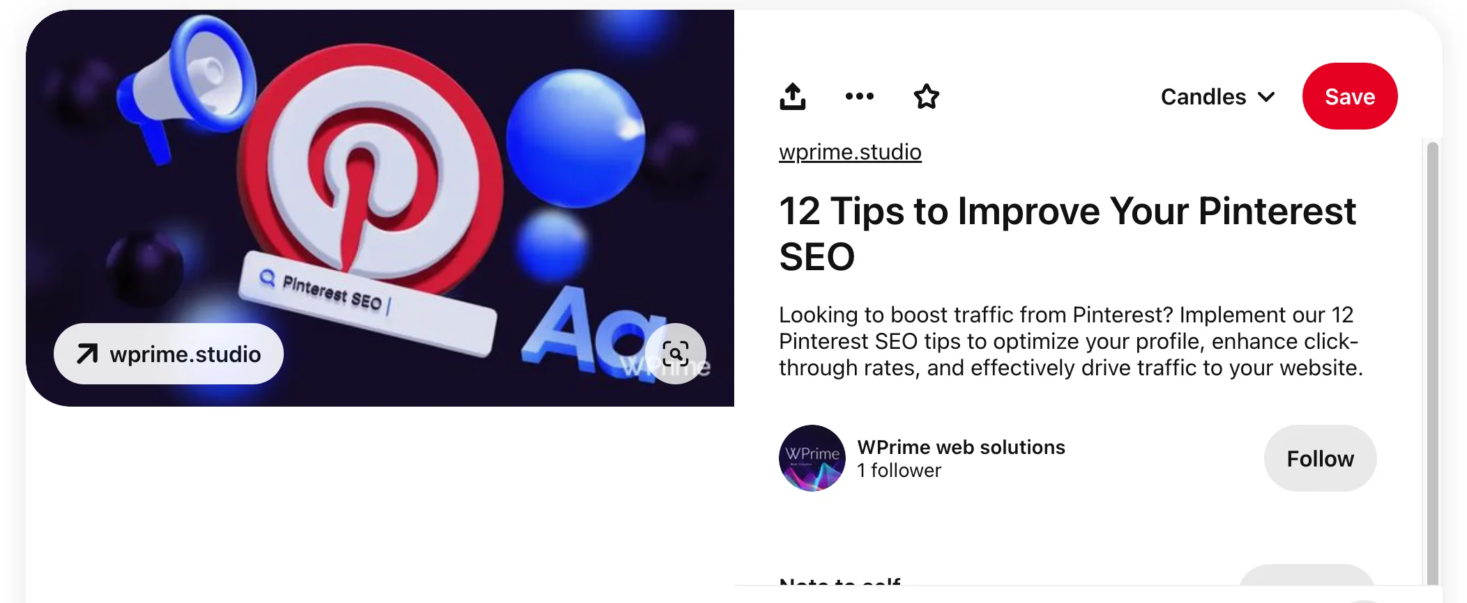 How the pin looks like with Open Graph title and description