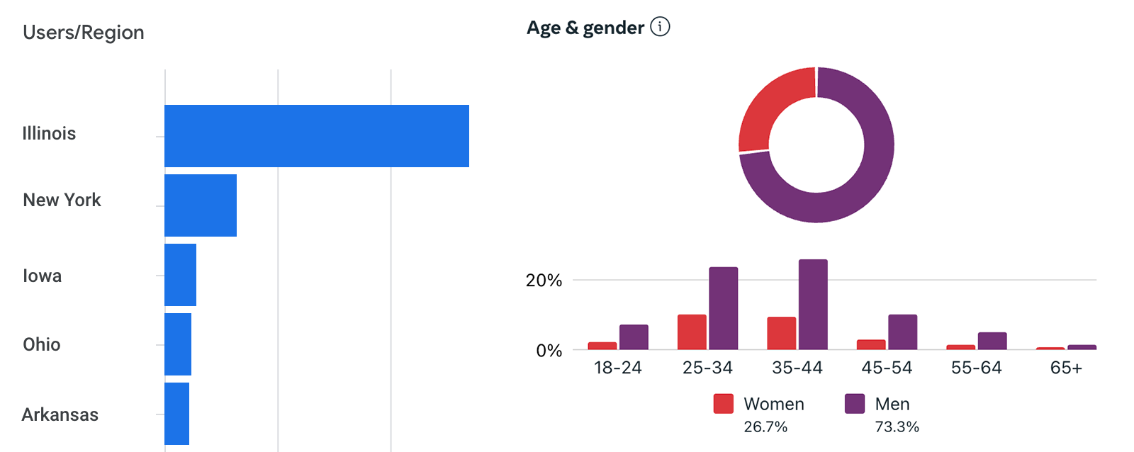 Audience overview on Google Analytics and Facebook