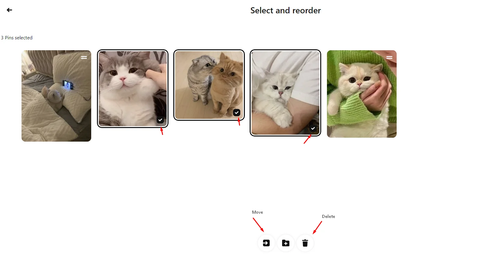 How to move and delete pins within one board