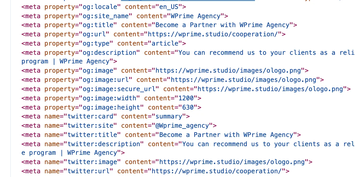 How open graph code looks like