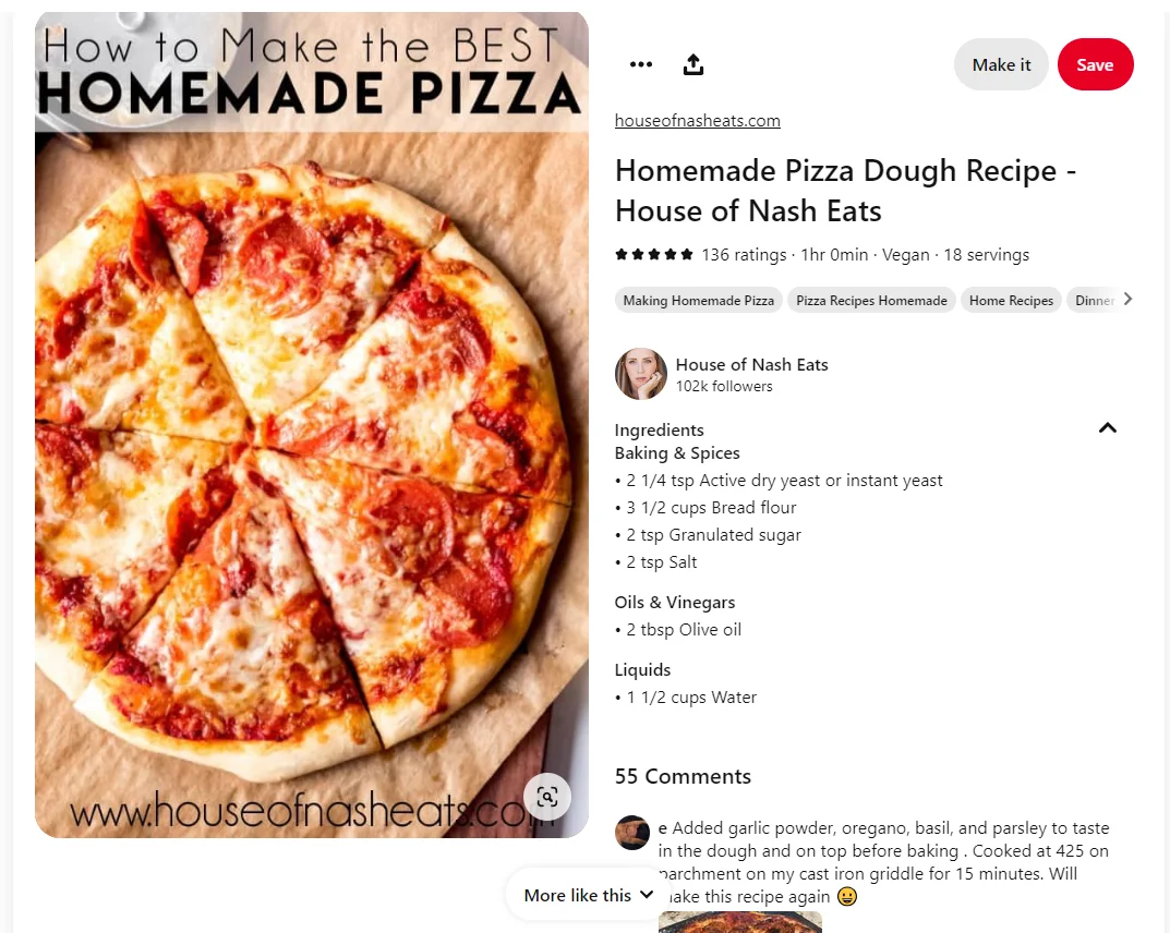 Homemade pizza rich pin
