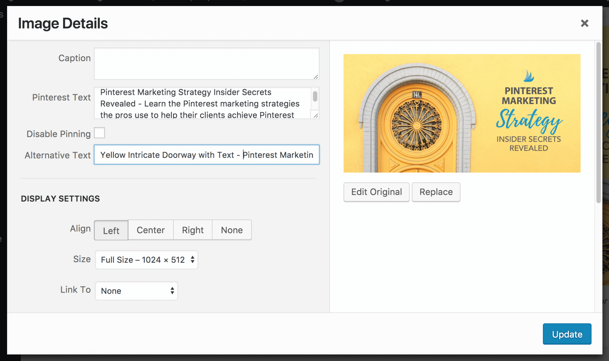 A plugin to add Pinterest description and alt text to images